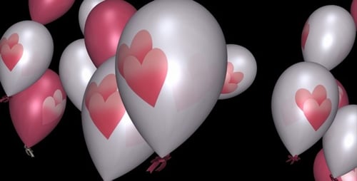 Romantic Heart Balloons Animated Overlays Pack