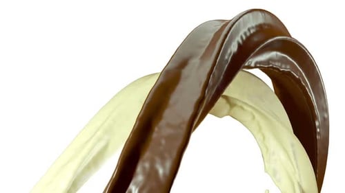 Swirling Liquid Chocolate and Cream Abstract