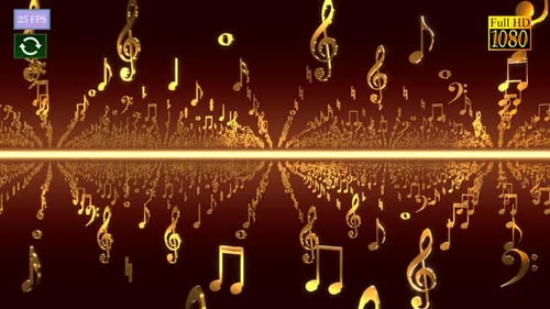 Elegant Golden Musical Notes Tunnel Seamless Loop Background
