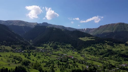 Aerial View of Green Mountain Valley Landscape