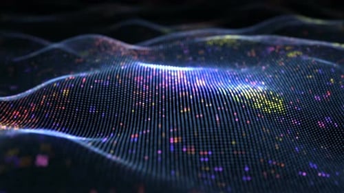 Abstract Glowing Virtual Neural Network of Artificial Intelligence