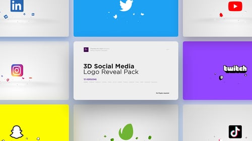3D Social Media Logo Reveal Pack for Premiere Pro