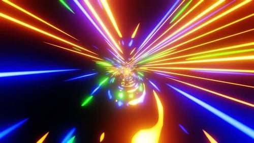 Bright Neon Light Tunnel Speed Warp Animation