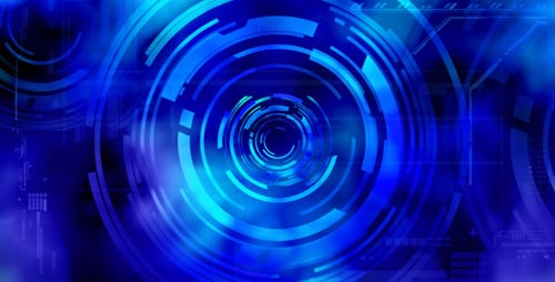 Futuristic Blue Rotating Tech Circles Background