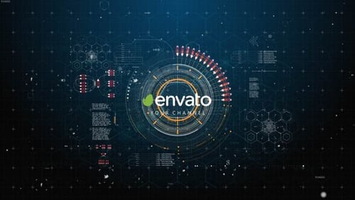 Futuristic Digital HUD Tech Logo Reveal Intro