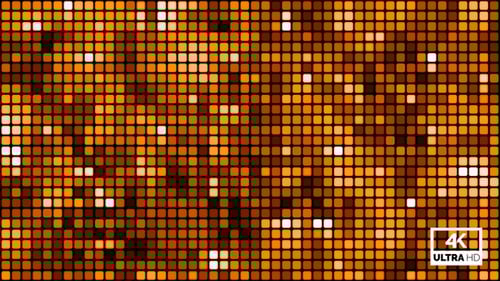 Abstract Gold Glowing Pixel Grid Loop Background