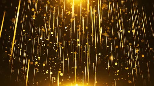 Abstract Golden Glittering Light Streaks Particles Background