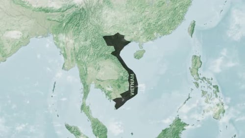 Animated Earth Globe Zoom to Vietnam Map Highlight