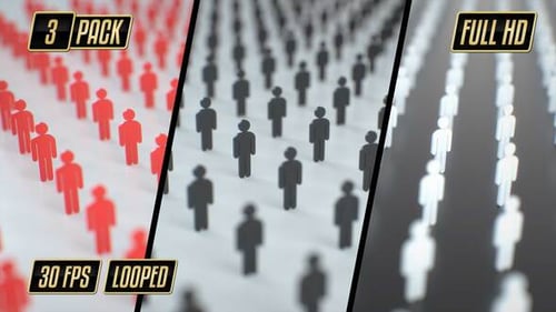 Animated Human Figures Loop on Grid Changing Color