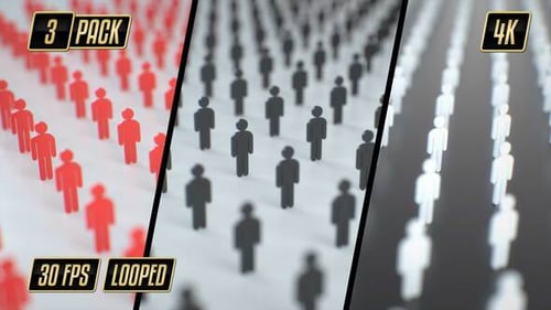 Abstract Crowd of People Figures Changing Color Animation