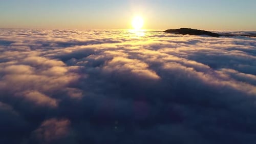 Aerial View of Clouds at Sunrise or Sunset