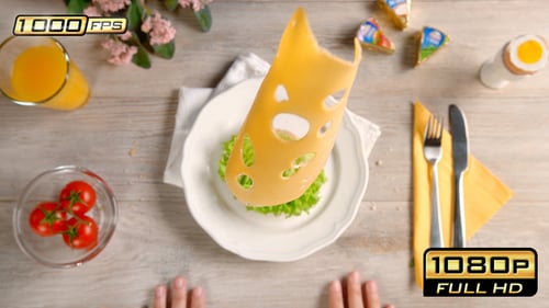 Breakfast Sandwich Preparation with Fresh Ingredients