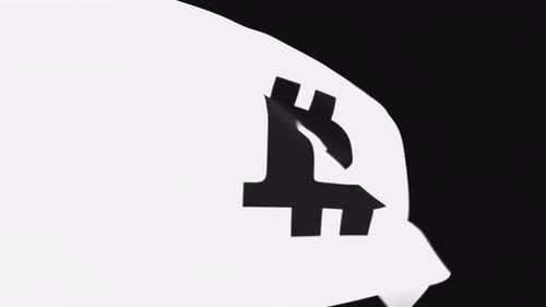 Dynamic Bitcoin Symbol Animation on Waving Flag