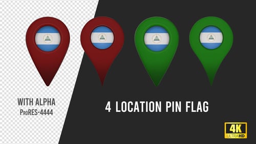 Animated 3D Location Pin Flags Loop