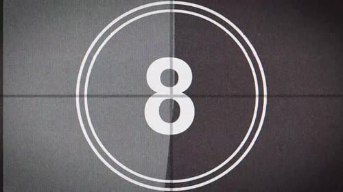 Retro Film Leader Countdown with Noise and Scratches