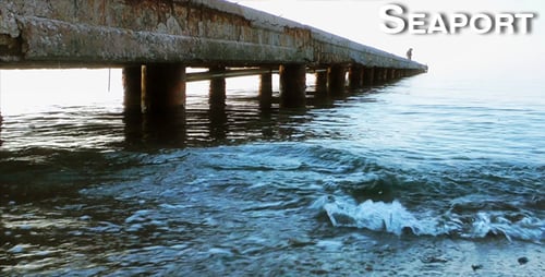 Ocean Waves Gently Crashing on Beach Under Pier