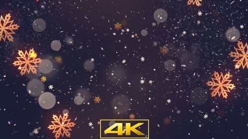 Golden Christmas Snowflakes Falling Overlay for Festive Season