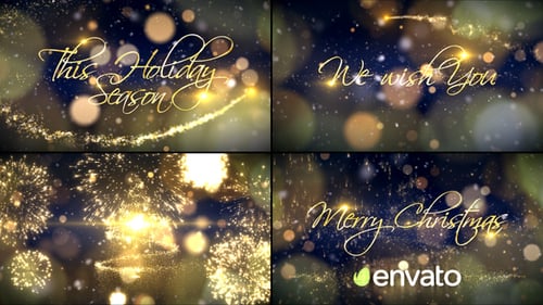 Golden Christmas Greetings Titles with Sparkling Particle Animation