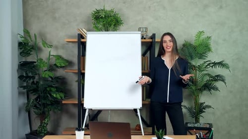 Smiling coach tells records online business webinar master class course in home