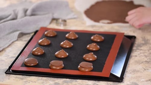 Making Chocolate Macaroons in the Kitchen