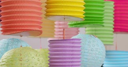 Hanging colorful paper lanterns decoration