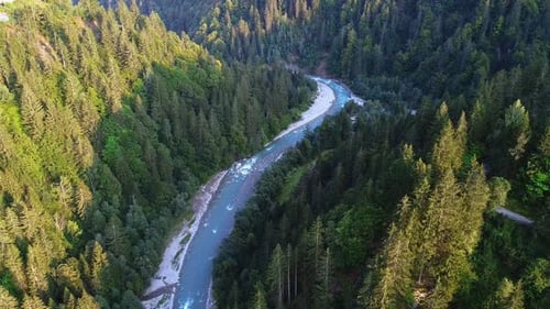 Aerial View of Mountain River