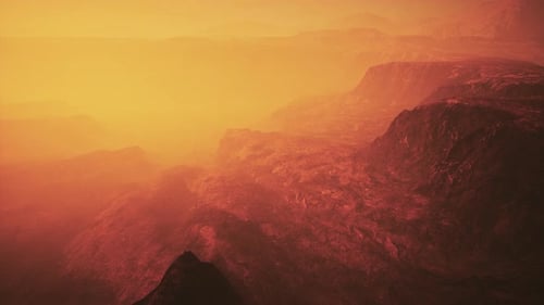 Abstract Red Planet Landscape Flyover Animation