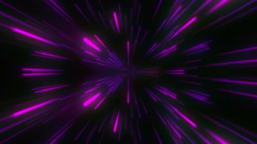 Looped animation. Moving pink neon beams at high speed