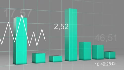 Crazy Volatile Blue Cyan Chart Bar Statistic 3D Loop