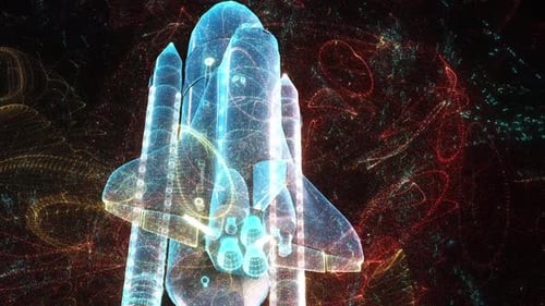 Futuristic Digital Space Shuttle Hologram Animation