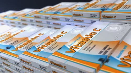 Vitamin C Boxes Medical Pharmaceutical Health Supplement Tracking Shot