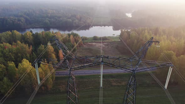 Support of a Highvoltage Power Line with Wires Thrown Across the River ...