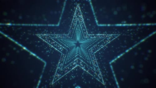 Modern Blue Particle Abstract Star Shaped Tunnel Looping Background