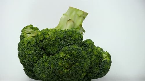 Fresh Broccoli Rotating in a Close Up Shot