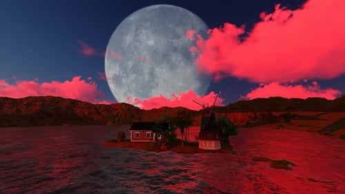 Panorama of the mountains at night