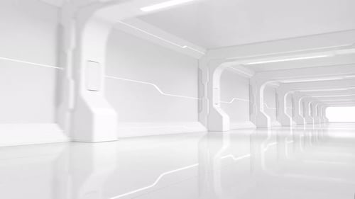 Weißer leerer Tunnel, futuristischer Raum