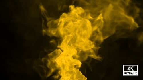 Rising Fluid Yellow Smoke with Alpha Channel