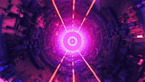 Futuristic Cyberpunk Data Tunnel Loop Background