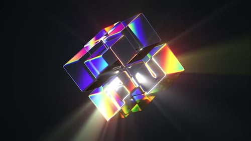 Glass Shape with Light Rays Abstract Looped Animation