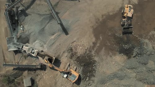 Mining Machinery Working at Sand Quarry