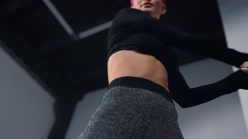 Bottom View Sexy Girl Dancing in Studio