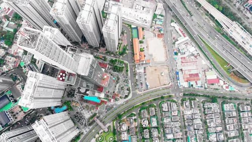 Aerial Take a Beautiful View of the Big City From a Bird's Eye View with Skyscrapers or Tall