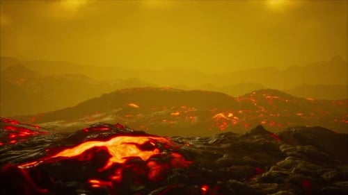 Vulkanausbruch mit frischen heißen Lavaflammen und Gasen aus dem Krater