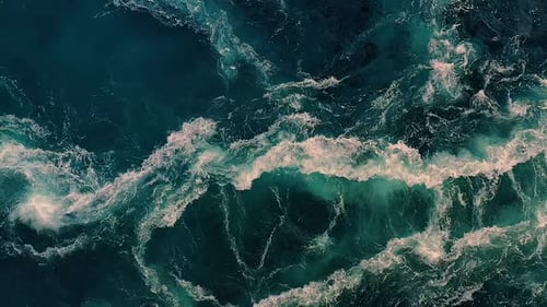 Waves of Water of the River and the Sea Meet Each Other