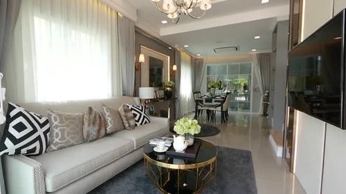 Elegant Open Plan Home Decoration Walkthrough From Living Area to Dining Area