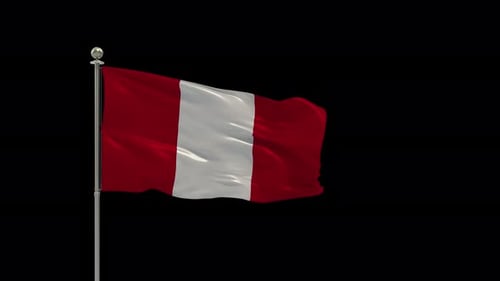 Peruvian Flag Waving with Alpha Channel