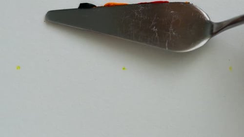 Striking Black, Orange, and Red Paint Application