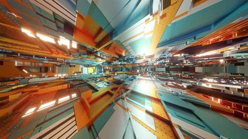 3D rendered animation, inside circuit board