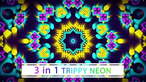 Vibrant Neon Geometric Kaleidoscope Looping Motion Background