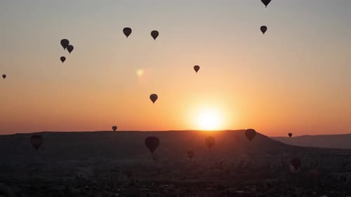 Hot Air Balloons at Picturesque Cappadocia Sunrise